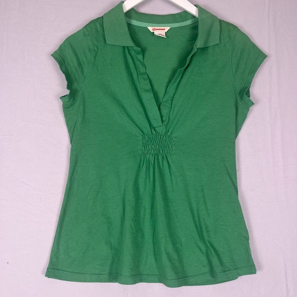 Vintage Y2K Union Bay Babydoll Top Womens Large Green Collared Polo Shirt - Picture 4 of 8